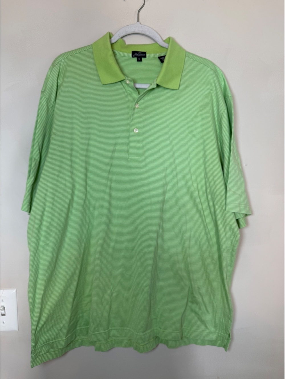 Jack Nicklaus Men's XL Light Green Striped Mercerized Cotton Polo Golf Shirt